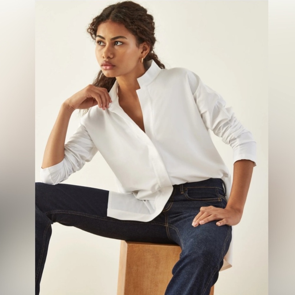 Aday Something Borrowed White Button Up Shirt